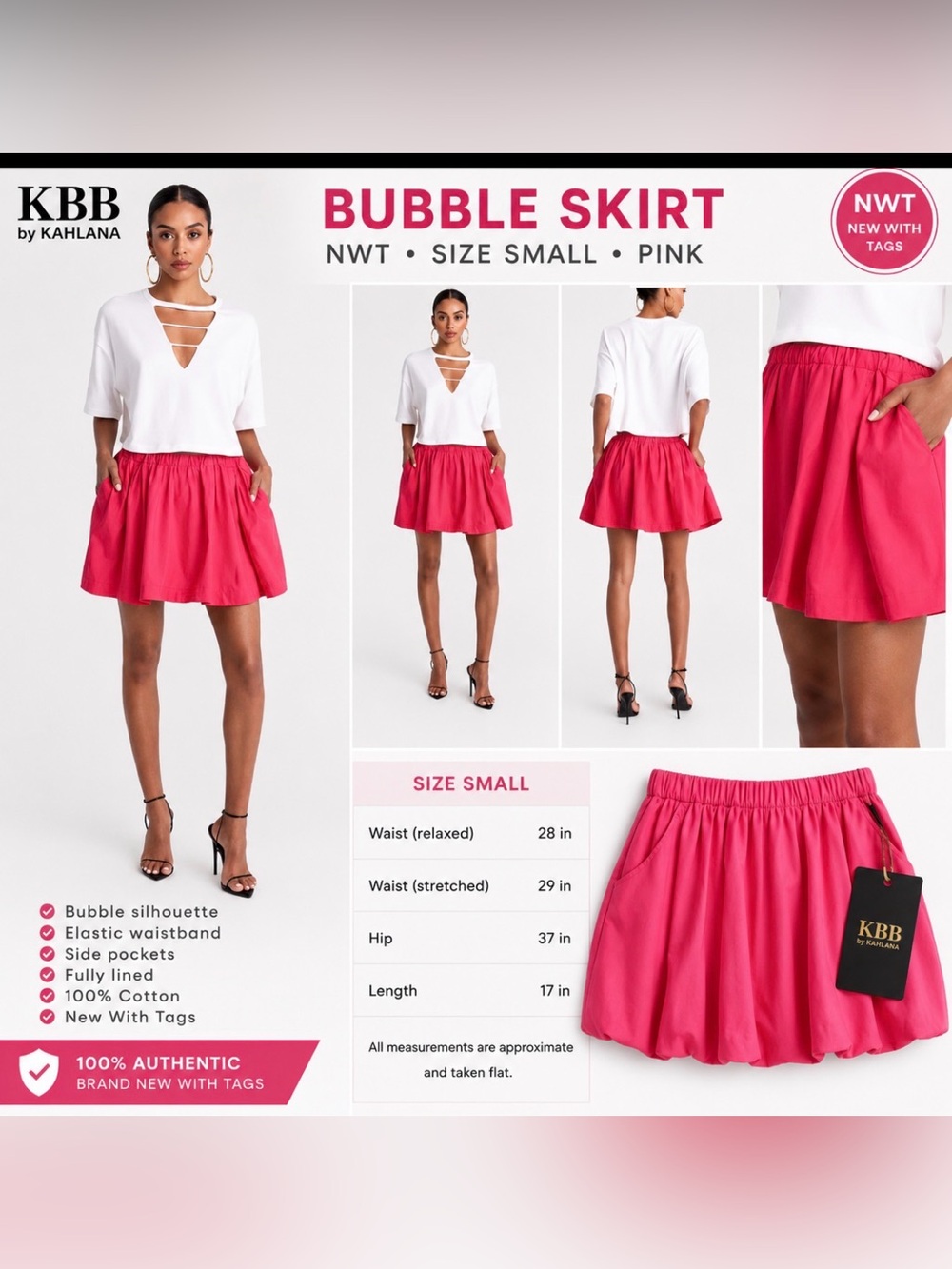KBB by Kahlana Bubble Skirt – NWT Pink Size Small